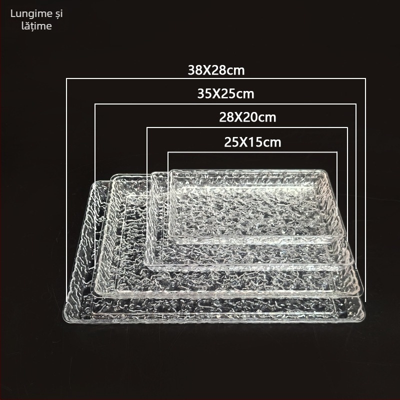 Farfurie pentru fructe din acrilic, cu model de gheață, rotundă, stil lux lejer-retro (Material: Acrilic; Categorie: Farfurie pentru fructe; Marcă: Luminous suit battery; Stil: Lux lejer retro; Calitate: Premium)