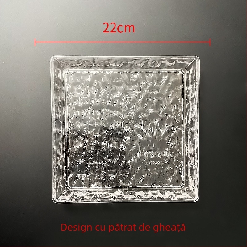 Farfurie pentru fructe din acrilic, cu model de gheață, rotundă, stil lux lejer-retro (Material: Acrilic; Categorie: Farfurie pentru fructe; Marcă: Luminous suit battery; Stil: Lux lejer retro; Calitate: Premium)