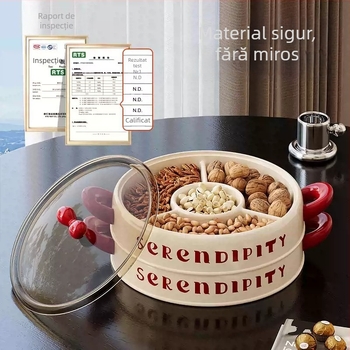 Farfurie de fructe Lechuang, plastic PP, stil modern minimalist, multi-etaj cu capac, lansare vară 2024