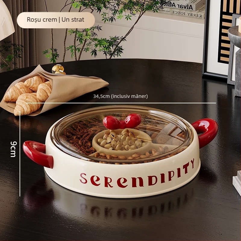 Farfurie de fructe Lechuang, plastic PP, stil modern minimalist, multi-etaj cu capac, lansare vară 2024