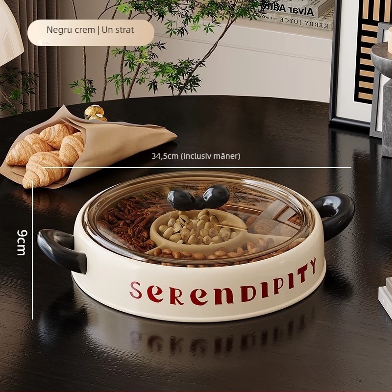 Farfurie de fructe Lechuang, plastic PP, stil modern minimalist, multi-etaj cu capac, lansare vară 2024