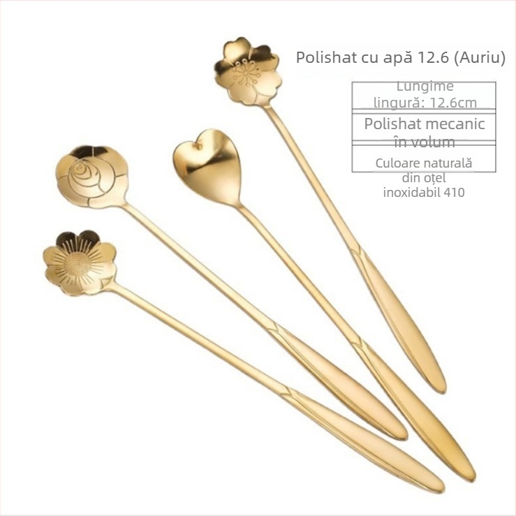 Lingură din oțel inoxidabil cu floare de cireș, model floral, imprimare logo, cadou personalizabil