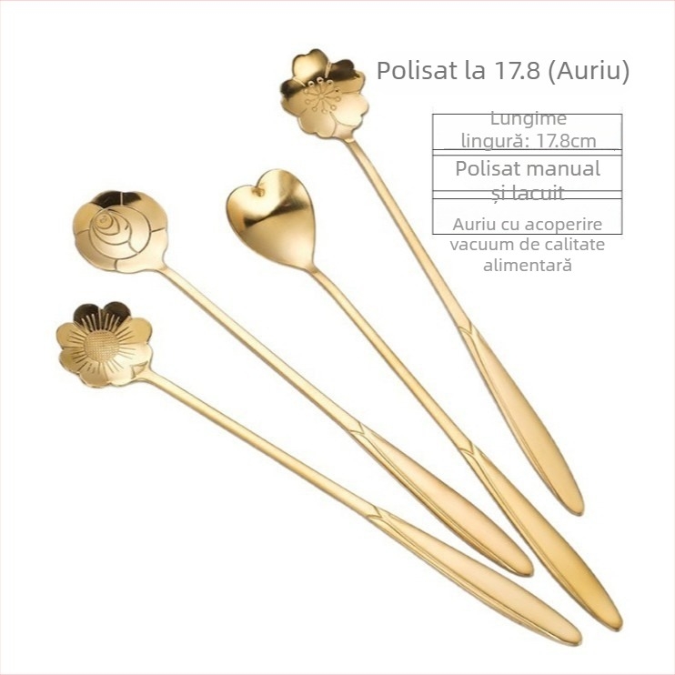 Lingură din oțel inoxidabil cu floare de cireș, model floral, imprimare logo, cadou personalizabil