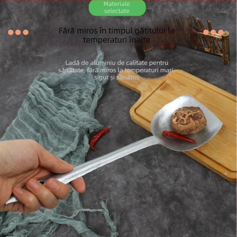 Spatulă de gătit din aluminiu, monobloc, ușoară și durabilă, fără acoperire