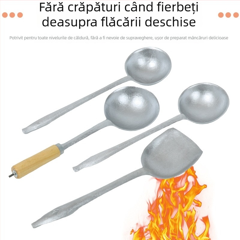 Spatulă de gătit din aluminiu, monobloc, ușoară și durabilă, fără acoperire