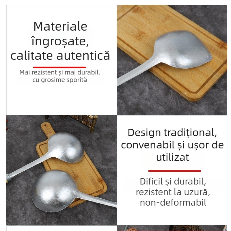 Spatulă de gătit din aluminiu, monobloc, ușoară și durabilă, fără acoperire