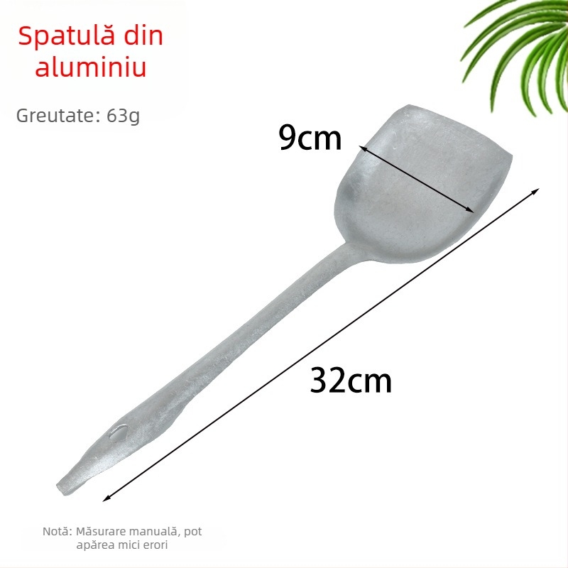 Spatulă de gătit din aluminiu, monobloc, ușoară și durabilă, fără acoperire