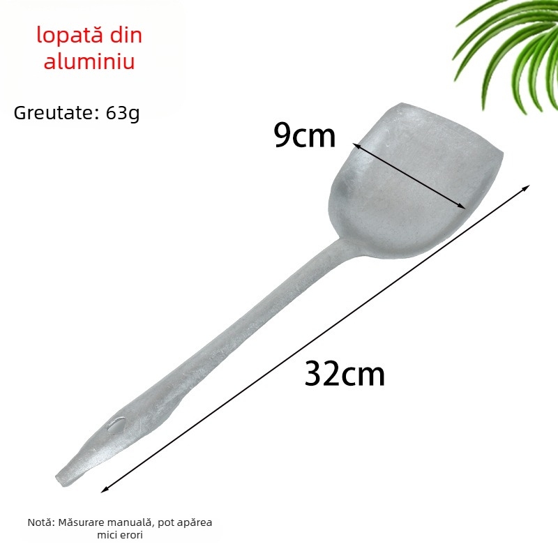Spatulă de gătit din aluminiu, monobloc, ușoară și durabilă, fără acoperire