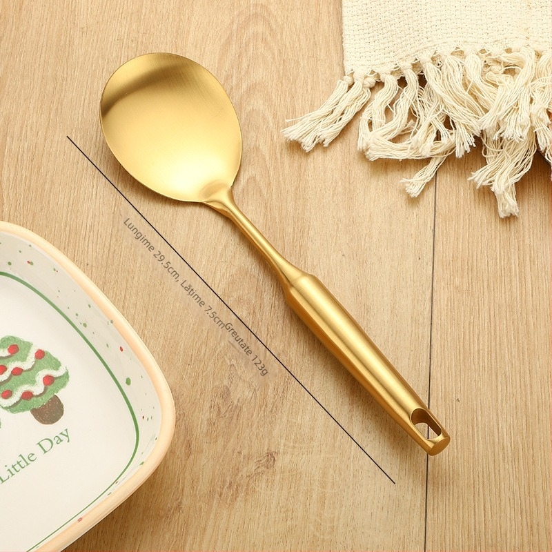 Lingură de gătit din oțel inoxidabil 201, rezistență la temperaturi înalte, protecție împotriva arsurilor, finisaj cu titan