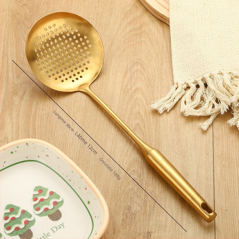 Lingură de gătit din oțel inoxidabil 201, rezistență la temperaturi înalte, protecție împotriva arsurilor, finisaj cu titan