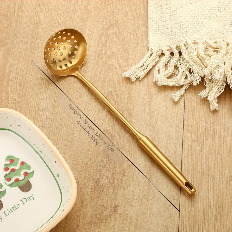 Lingură de gătit din oțel inoxidabil 201, rezistență la temperaturi înalte, protecție împotriva arsurilor, finisaj cu titan