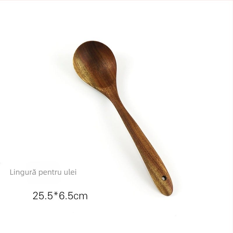 Detomade Set de Unelte din Lemn pentru Bucătărie — Set de Ustensile din Lemn, Stil Modern Minimalist