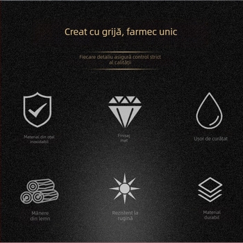 Huada Set de ustensile de bucătărie - oțel inoxidabil 201, mâner din lemn, antiaderent, rezistent la temperaturi înalte, antiderapant