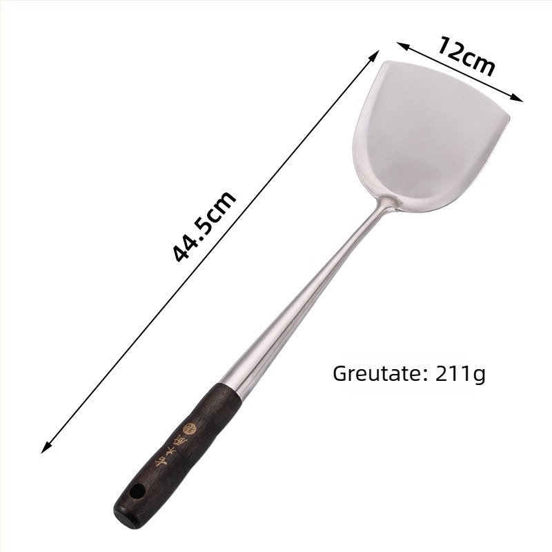 Huada Set de ustensile de bucătărie - oțel inoxidabil 201, mâner din lemn, antiaderent, rezistent la temperaturi înalte, antiderapant