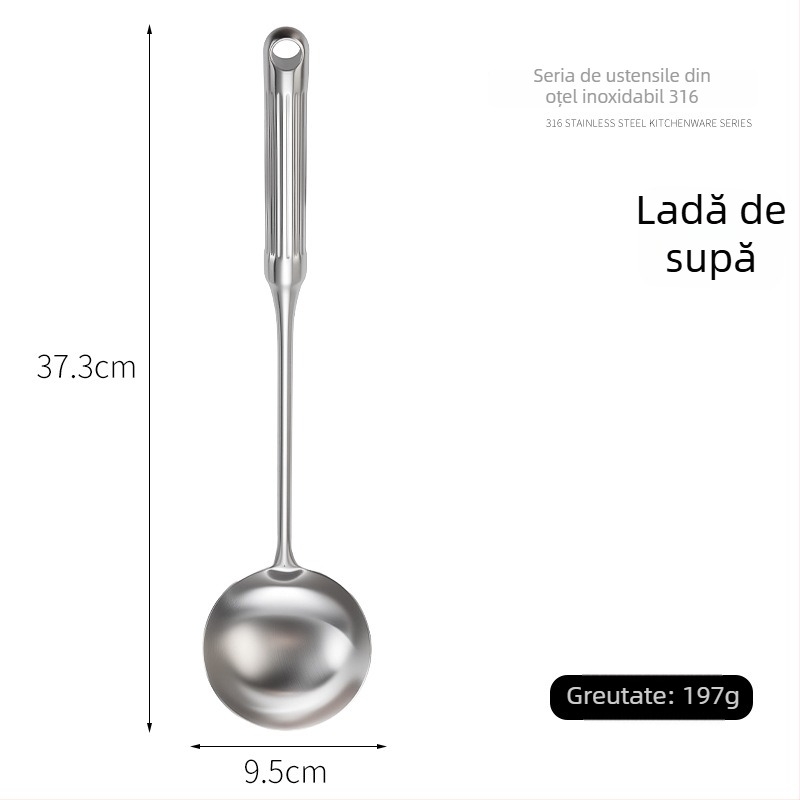 Set lingură și spatulă din oțel inoxidabil 316L cu mânere în formă de coloană romană, design îngroșat, unelte de gătit rezistente la temperaturi înalte