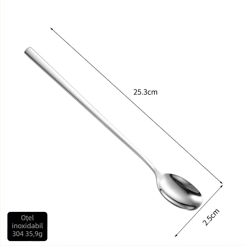 Hinsika lingură bar din oțel inoxidabil 304, cu mâner lung, pentru cafea, cocktailuri și ceai cu lapte – luciu oglindă