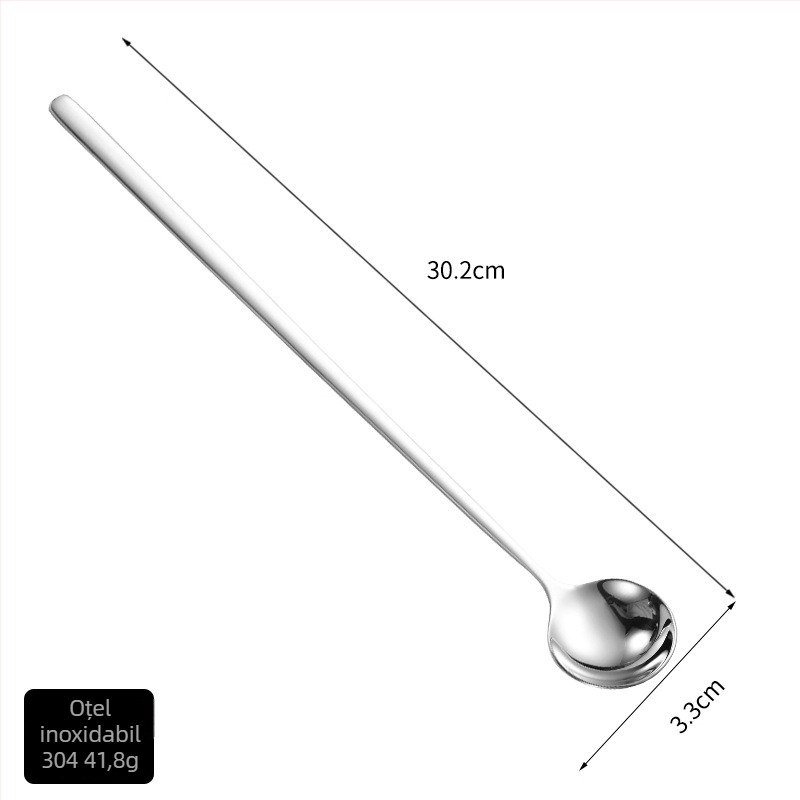Hinsika lingură bar din oțel inoxidabil 304, cu mâner lung, pentru cafea, cocktailuri și ceai cu lapte – luciu oglindă