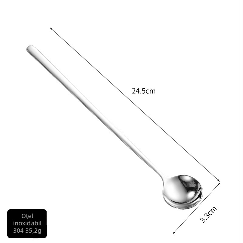 Hinsika lingură bar din oțel inoxidabil 304, cu mâner lung, pentru cafea, cocktailuri și ceai cu lapte – luciu oglindă