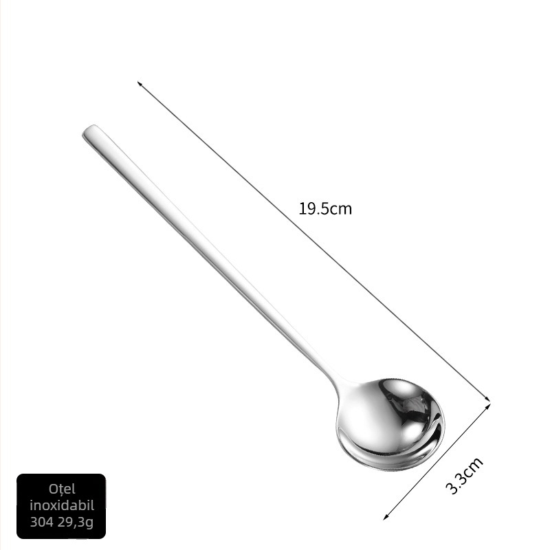 Hinsika lingură bar din oțel inoxidabil 304, cu mâner lung, pentru cafea, cocktailuri și ceai cu lapte – luciu oglindă
