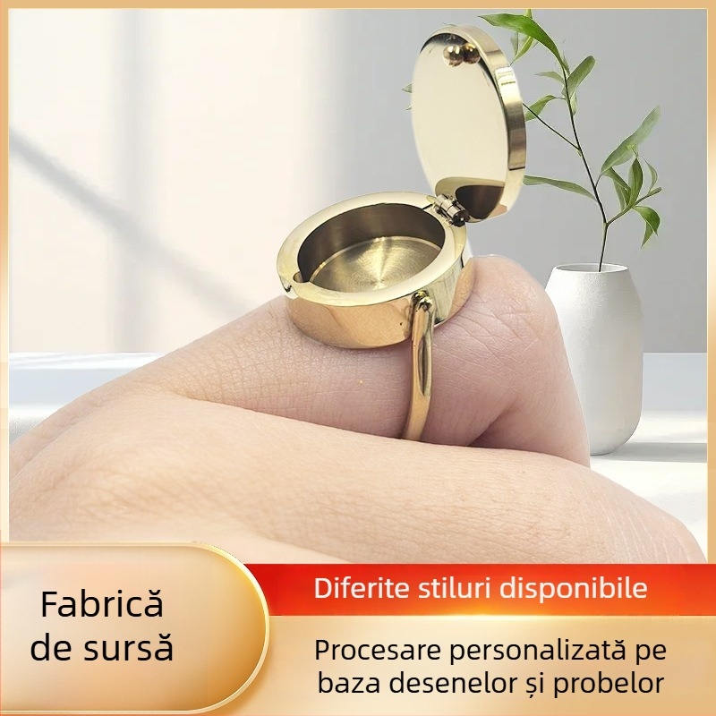 Inel • oțel inoxidabil 304 • placare electrolitică • inel de depozitare • design futurist • accesorii unisex