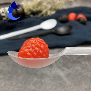 Lingură de plastic, unică folosință, cu mâner lung, cap rotund mare, ambalaj individual