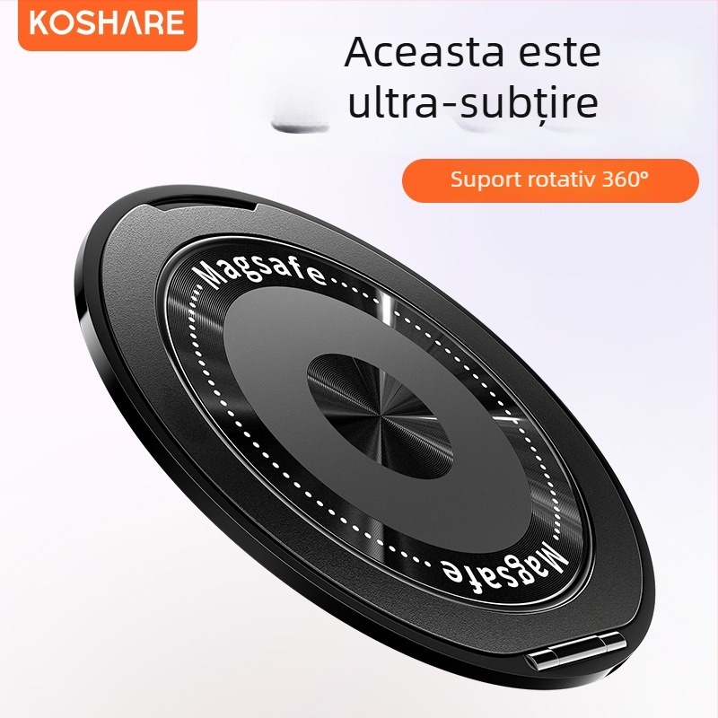 Suport pliabil pentru telefon cu inel magnetic și autocolant pe spate, compatibil cu Apple, Huawei și Xiaomi, metal + plastic, portabil
