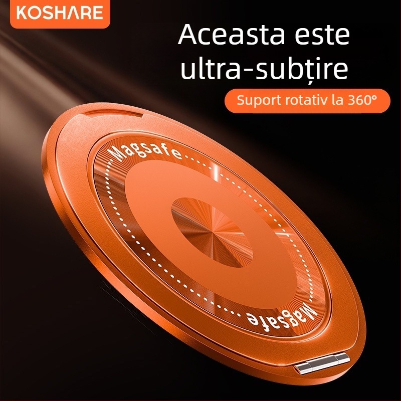 Suport pliabil pentru telefon cu inel magnetic și autocolant pe spate, compatibil cu Apple, Huawei și Xiaomi, metal + plastic, portabil