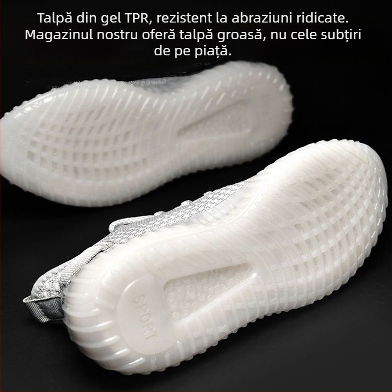 Pantofi bărbați Coconut – Încălțăminte sport din plasă respirabilă Fly-Knit, Ușoare, Cu șireturi, Vârf rotund, Talpă Turnată