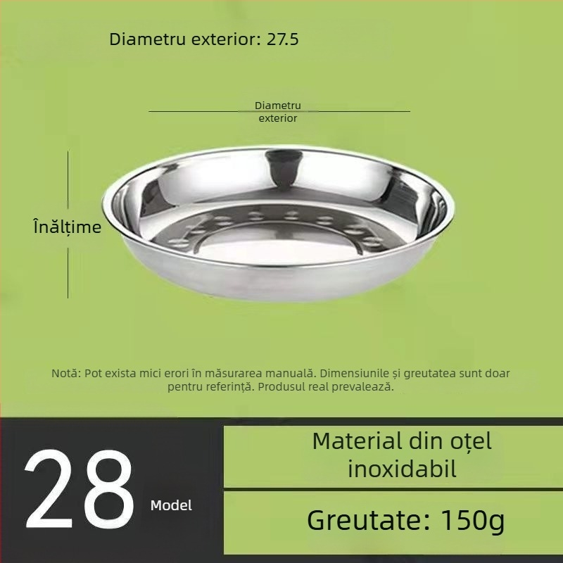 Farfurie circulară din oțel inoxidabil, farfurie plată multifuncțională pentru bucătărie și grătar, stil modern simplu