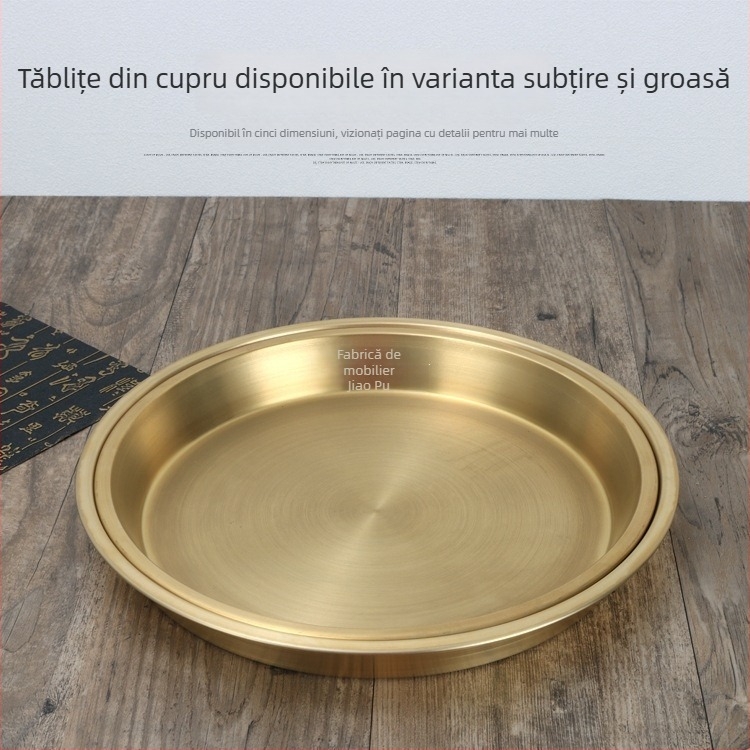 Farfurie rotundă din metal prețios pentru gătitul la abur al peștelui și puiului, stil chinezesc, design simplu, cadou personal ideal pentru o rudă