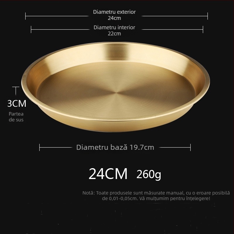 Farfurie rotundă din metal prețios pentru gătitul la abur al peștelui și puiului, stil chinezesc, design simplu, cadou personal ideal pentru o rudă