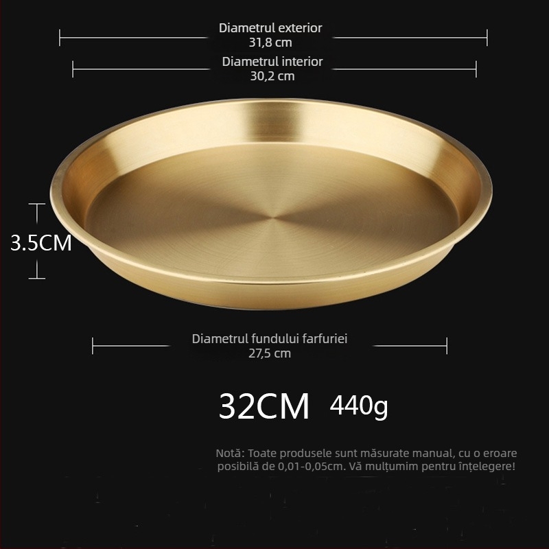 Farfurie rotundă din metal prețios pentru gătitul la abur al peștelui și puiului, stil chinezesc, design simplu, cadou personal ideal pentru o rudă