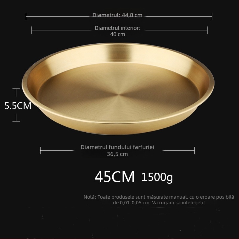 Farfurie rotundă din metal prețios pentru gătitul la abur al peștelui și puiului, stil chinezesc, design simplu, cadou personal ideal pentru o rudă