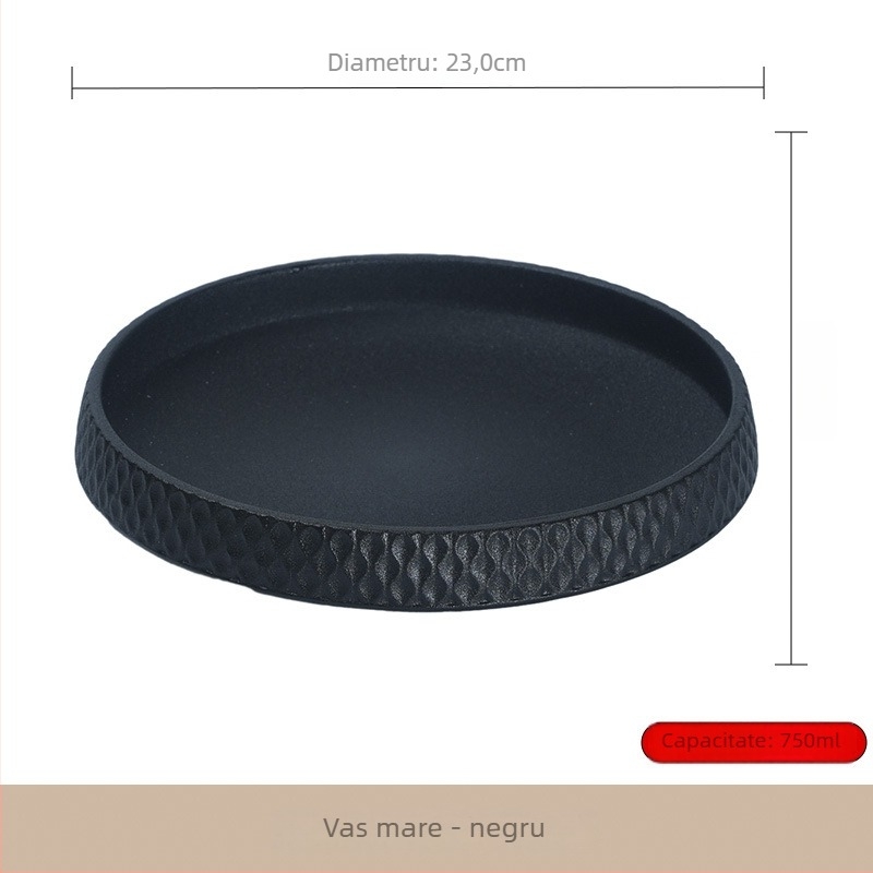 Set ceramic veselă de masă: farfurii adânci, bol de orez, farfurie pentru paste; stil japonez, formă circulară, finisaj sub glazură color, personalizabil