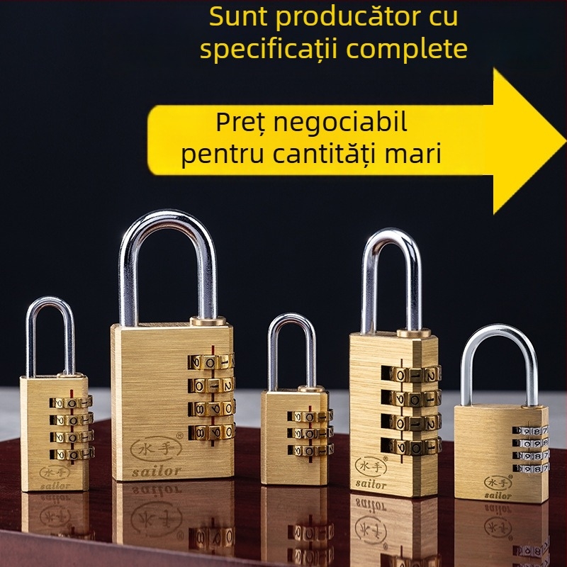Încuietoare cu cod de patru cifre pentru dulapuri, bagaje și sertare – corp metalic, model C, grosime tijă 3 mm, distanță între tijă 21.5–41.8 mm
