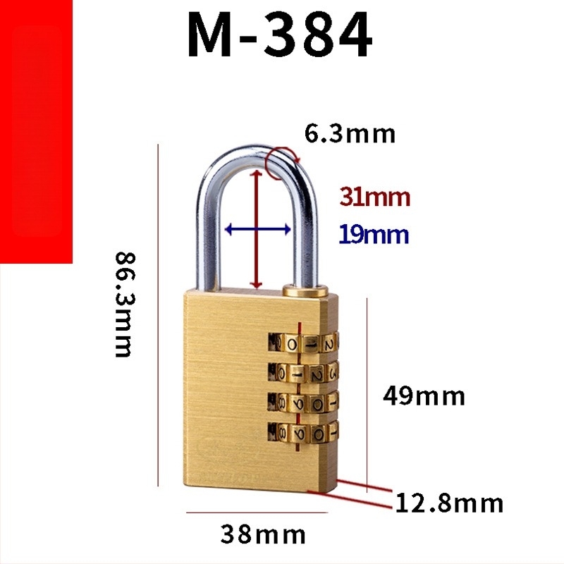 Încuietoare cu cod de patru cifre pentru dulapuri, bagaje și sertare – corp metalic, model C, grosime tijă 3 mm, distanță între tijă 21.5–41.8 mm