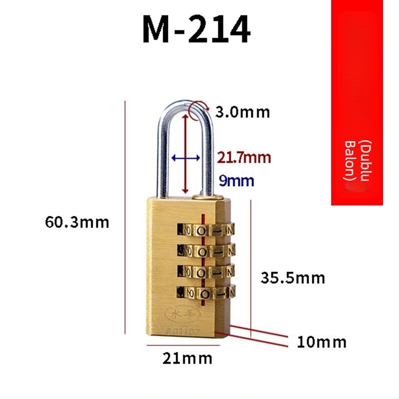 Încuietoare cu cod de patru cifre pentru dulapuri, bagaje și sertare – corp metalic, model C, grosime tijă 3 mm, distanță între tijă 21.5–41.8 mm
