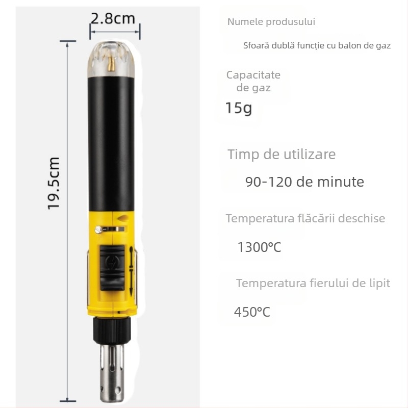 12-in-1 Portabil cu gaz, fără fir, cu temperatură reglabilă pentru lipire, dezlipire și pirografie
