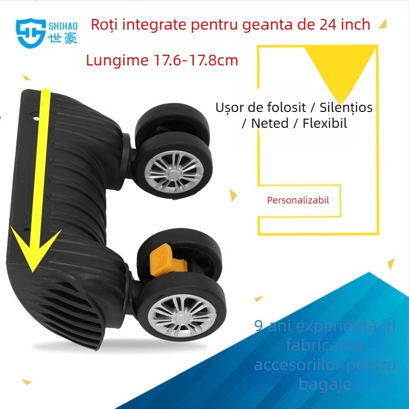 Roți pentru bagaje - construcție monobloc, amortizare șocuri, compatibile universal, material ABS