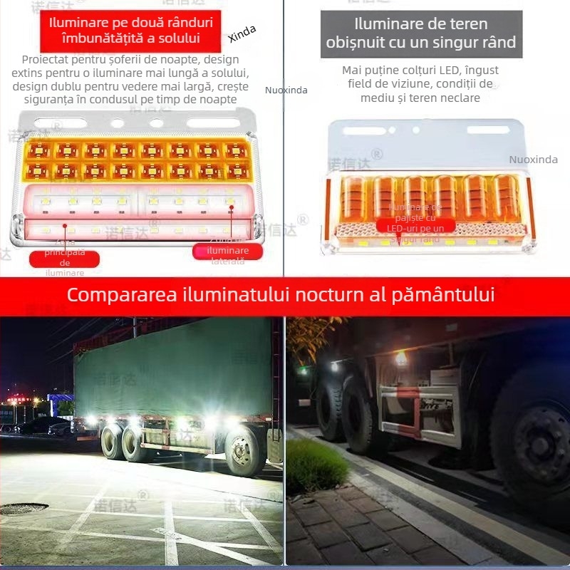 Lumină laterală LED pentru semiremorca camionului, 12/24V, IP68 impermeabil, iluminare cu două rânduri, carcasă PC, durată de viață 50.000 h
