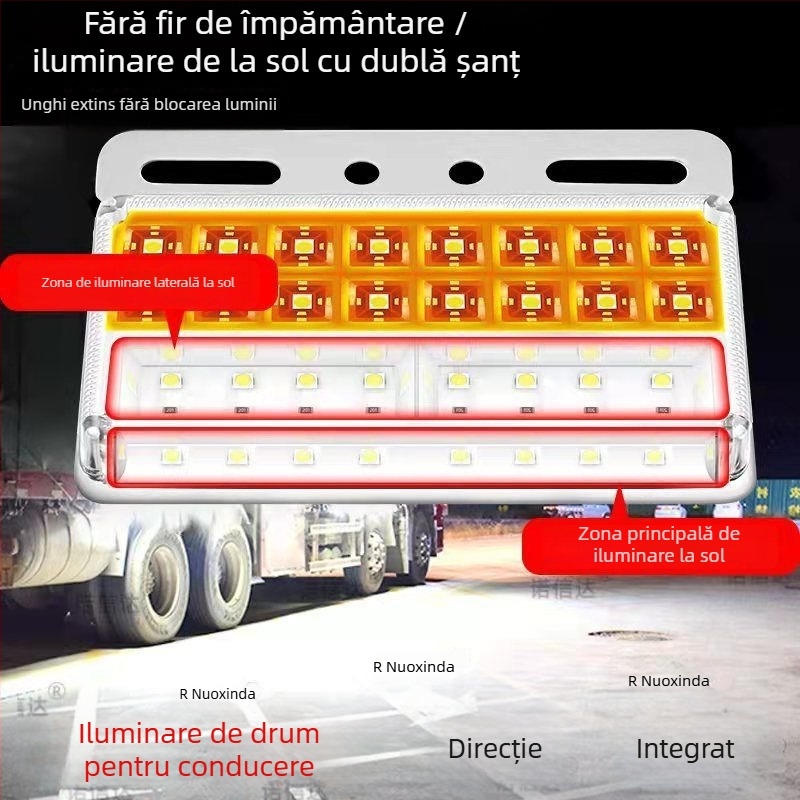 Lumină laterală LED pentru semiremorca camionului, 12/24V, IP68 impermeabil, iluminare cu două rânduri, carcasă PC, durată de viață 50.000 h