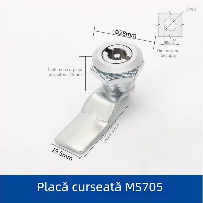 MS705 încuietoare triunghiulară cu cilindru; corp din fier; pentru uși din aliaje de aluminiu; montaj în canelură; fără cheie