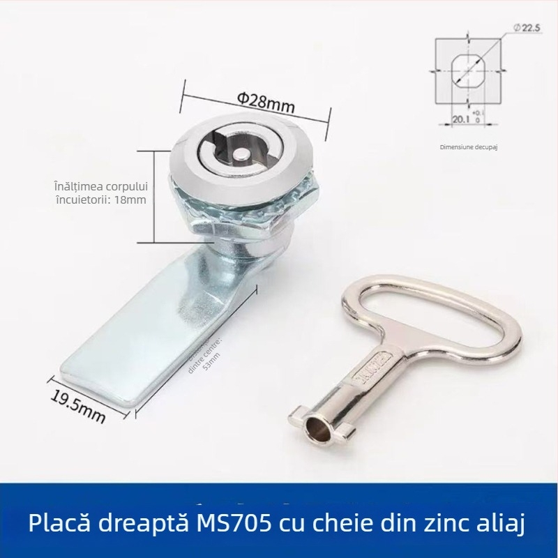 MS705 încuietoare triunghiulară cu cilindru; corp din fier; pentru uși din aliaje de aluminiu; montaj în canelură; fără cheie
