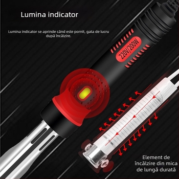 MMHJ Fier de lipit electric, 80–300W, 220V, vârf plat, mâner din plastic, vârf fără plumb