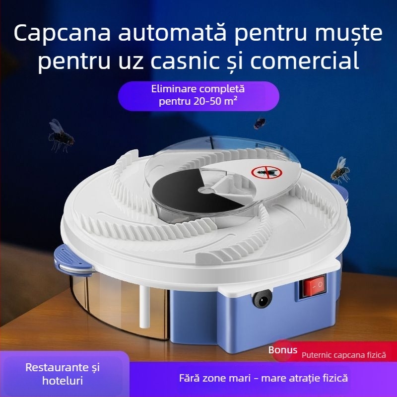 Capcana electrică pentru muște, complet automată, cu conectivitate inteligentă, acoperire până la 10 m², netoxică, fără baterie încorporată, fără captare cu lumină