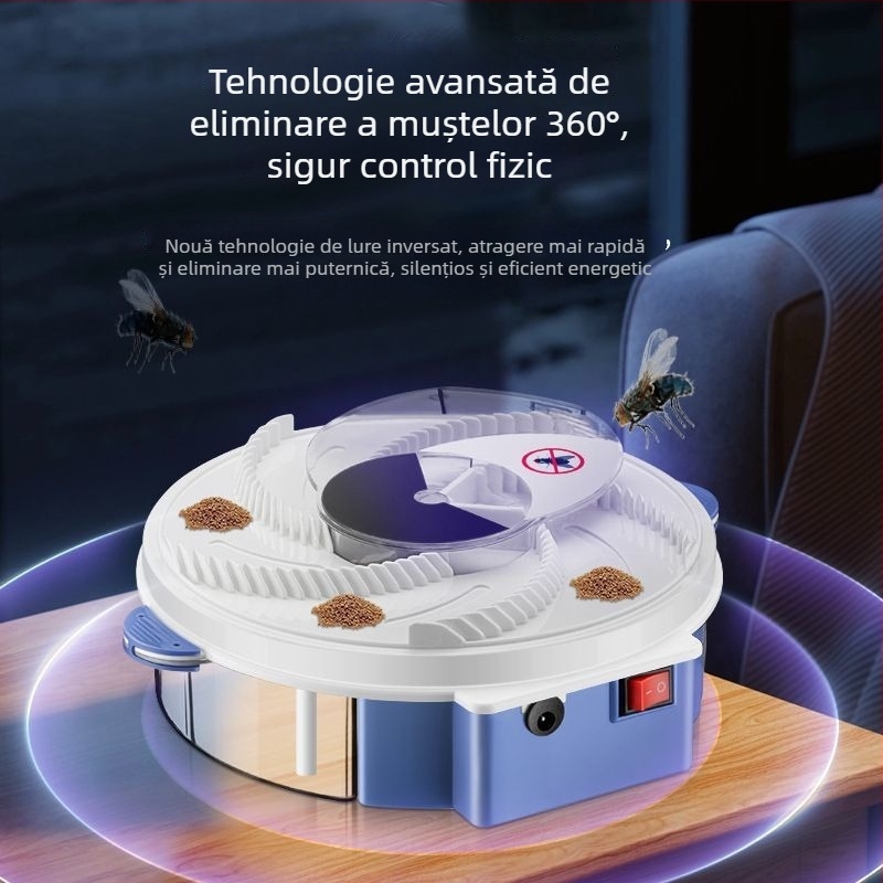 Capcana electrică pentru muște, complet automată, cu conectivitate inteligentă, acoperire până la 10 m², netoxică, fără baterie încorporată, fără captare cu lumină