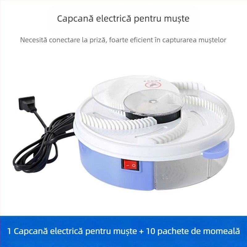 Capcana electrică pentru muște, complet automată, cu conectivitate inteligentă, acoperire până la 10 m², netoxică, fără baterie încorporată, fără captare cu lumină