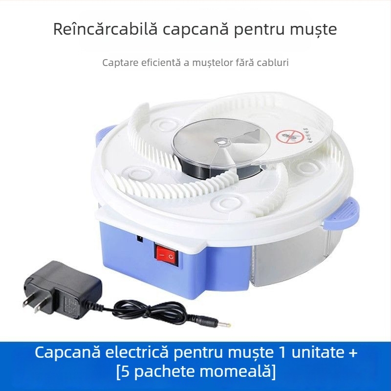 Capcana electrică pentru muște, complet automată, cu conectivitate inteligentă, acoperire până la 10 m², netoxică, fără baterie încorporată, fără captare cu lumină