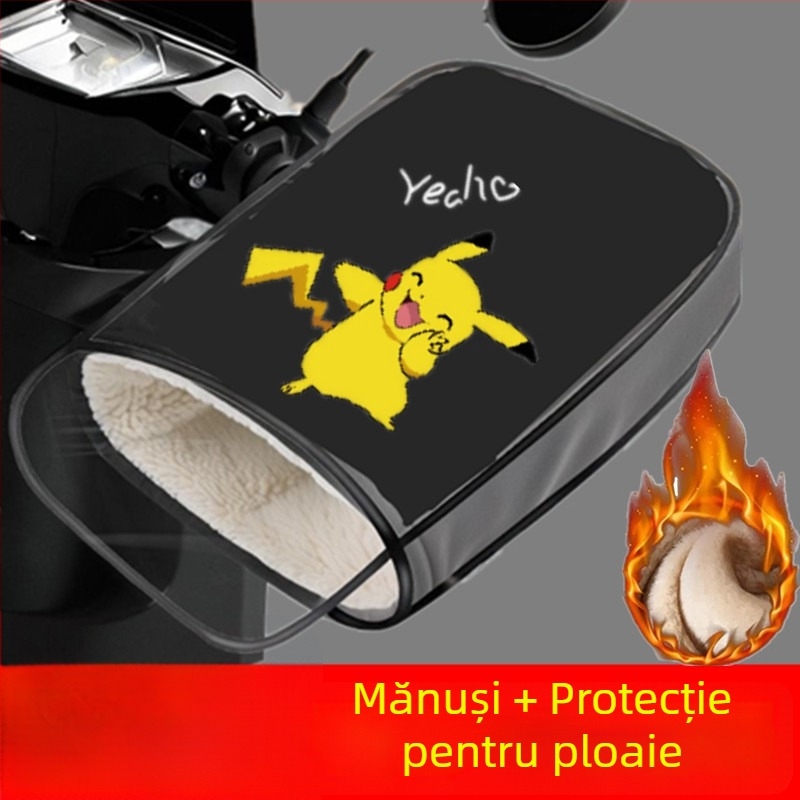 Husă pentru ghidoane de vehicule electrice, căptușită cu fleece, groasă, impermeabilă, pentru biciclete electrice și motociclete