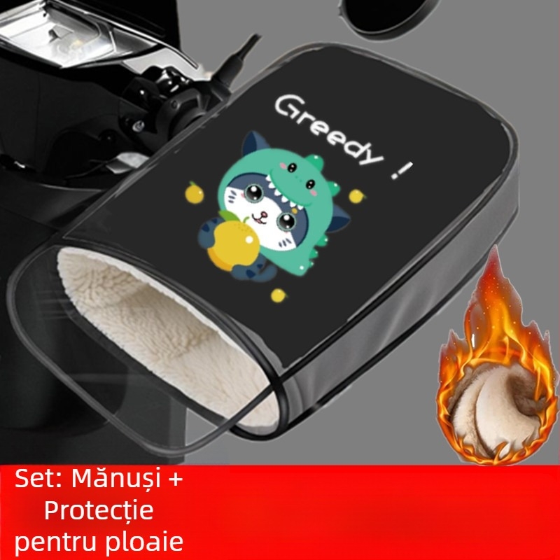 Husă pentru ghidoane de vehicule electrice, căptușită cu fleece, groasă, impermeabilă, pentru biciclete electrice și motociclete